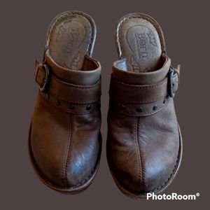 Born Brown Leather Clogs